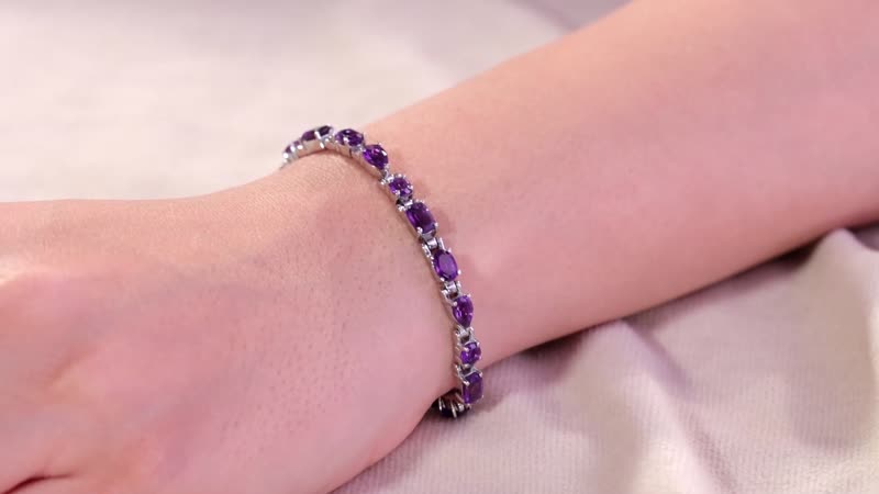 Doorbuster African Amethyst Fancy Bracelet in Stainless Steel (6.50 In) 8.90 ctw