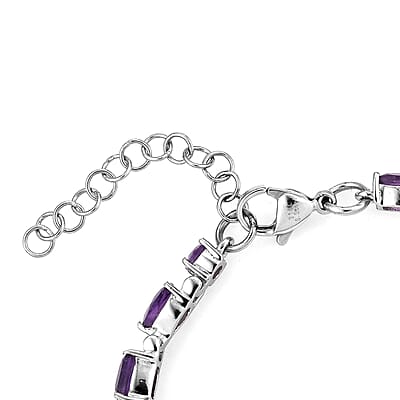 African Amethyst 8.90 ctw Cascade Bracelet in Stainless Steel (6.50-8.0In)