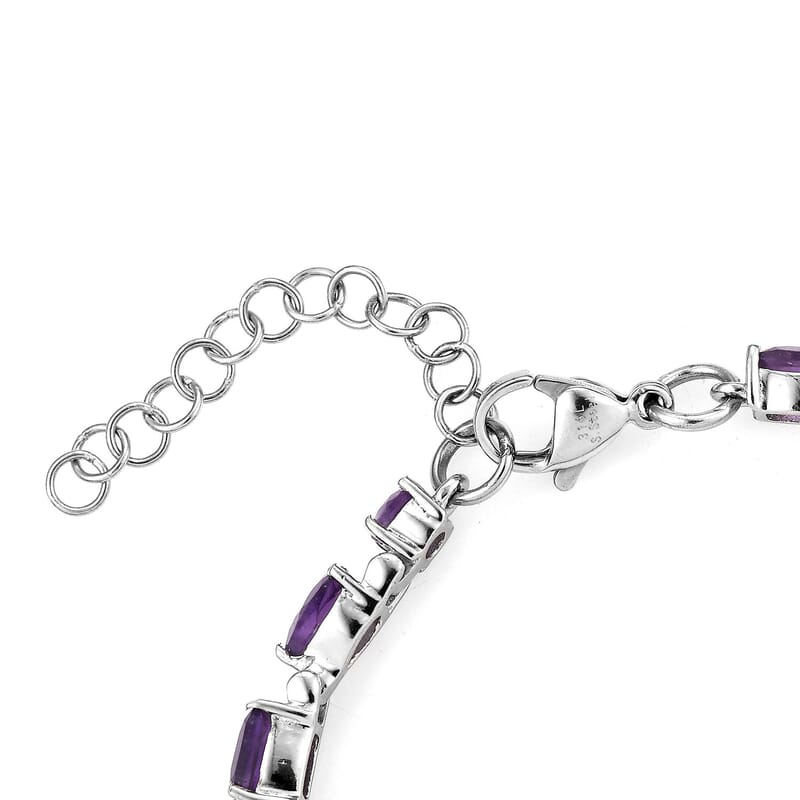 African Amethyst 8.90 ctw Cascade Bracelet in Stainless Steel (6.50-8.0In)