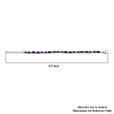 African Amethyst 8.90 ctw Cascade Bracelet in Stainless Steel (6.50-8.0In)