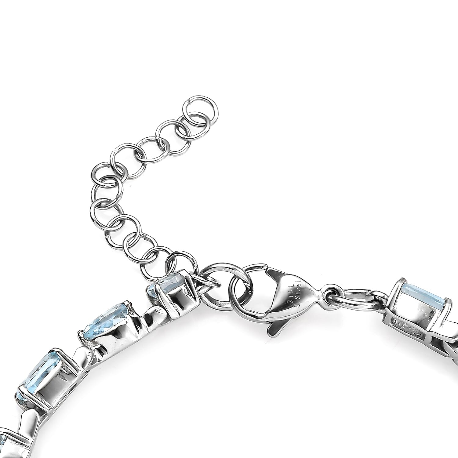 Sky Blue Topaz 11.40 ctw Cascade Bracelet in Stainless Steel (6.50-8.0In)