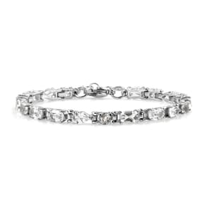 White Topaz 10.65 ctw Cascade Bracelet in Stainless Steel (6.50-8.0In)