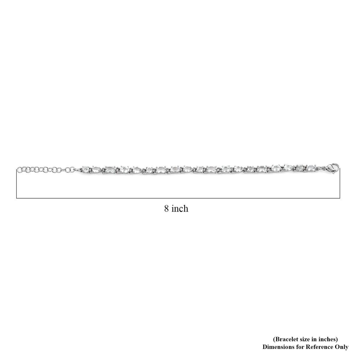 White Topaz 10.65 ctw Cascade Bracelet in Stainless Steel (6.50-8.0In) image number 3