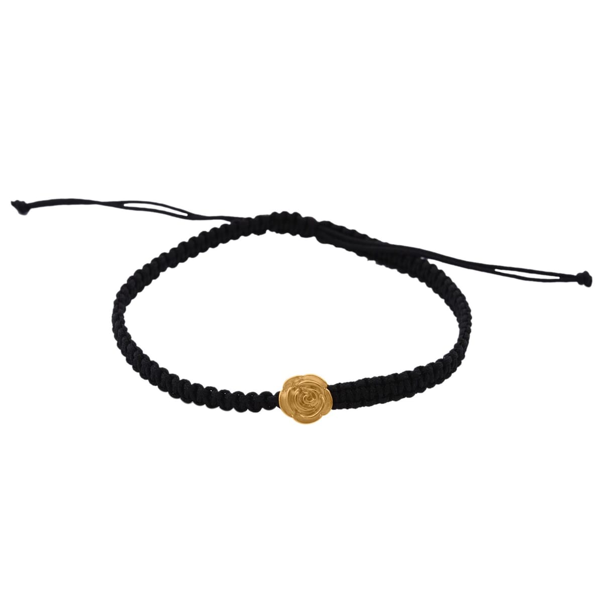 24K Yellow Gold Pixiu Bracelet in White Cord Adjustable image number 0