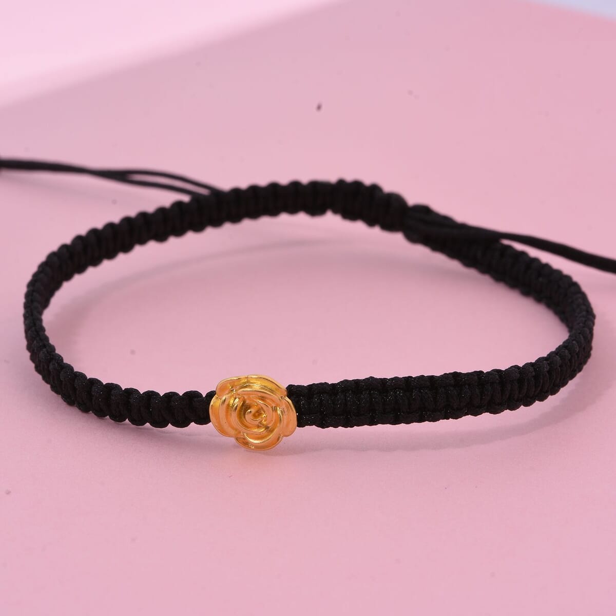 24K Yellow Gold Pixiu Bracelet in White Cord Adjustable image number 1