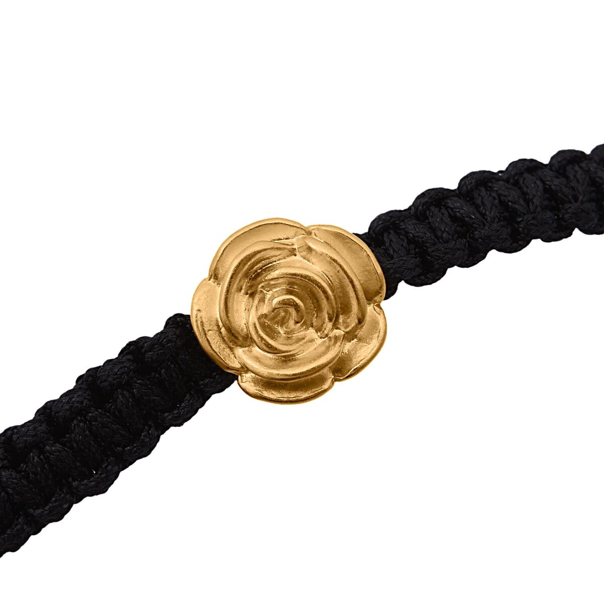 24K Yellow Gold Pixiu Bracelet in White Cord Adjustable image number 3
