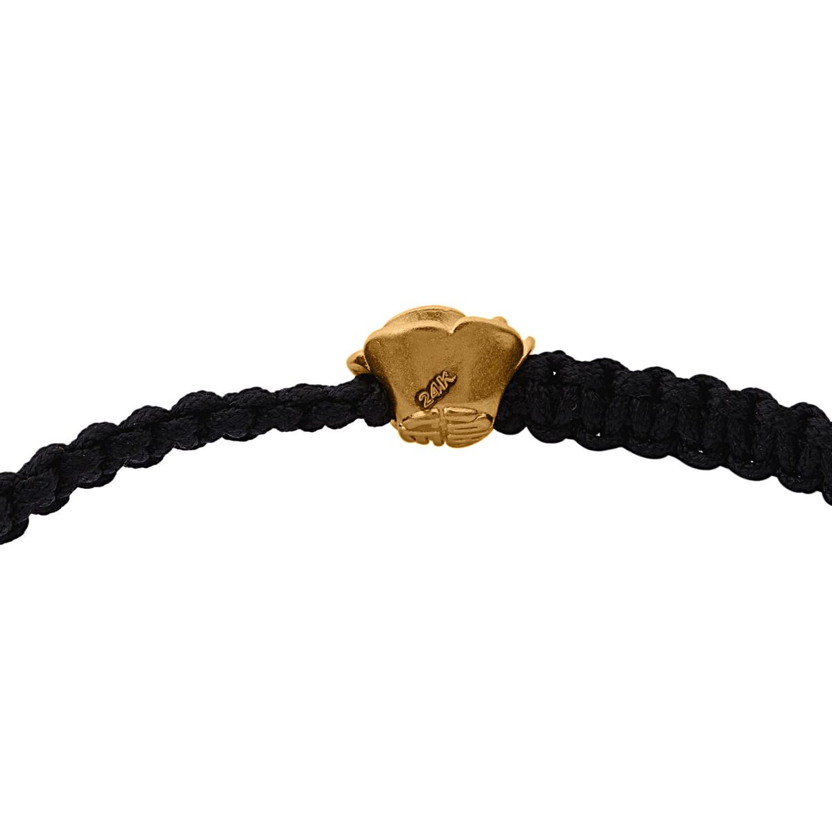24K Yellow Gold Pixiu Bracelet in White Cord Adjustable image number 4