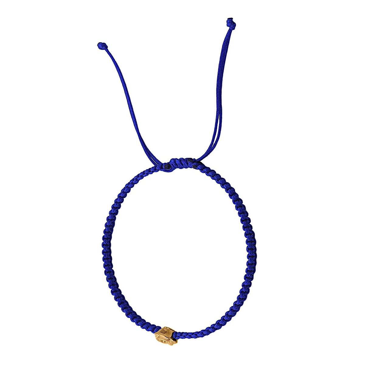 24K Yellow Gold Rose Floral Bracelet in Blue Cord Adjustable image number 2