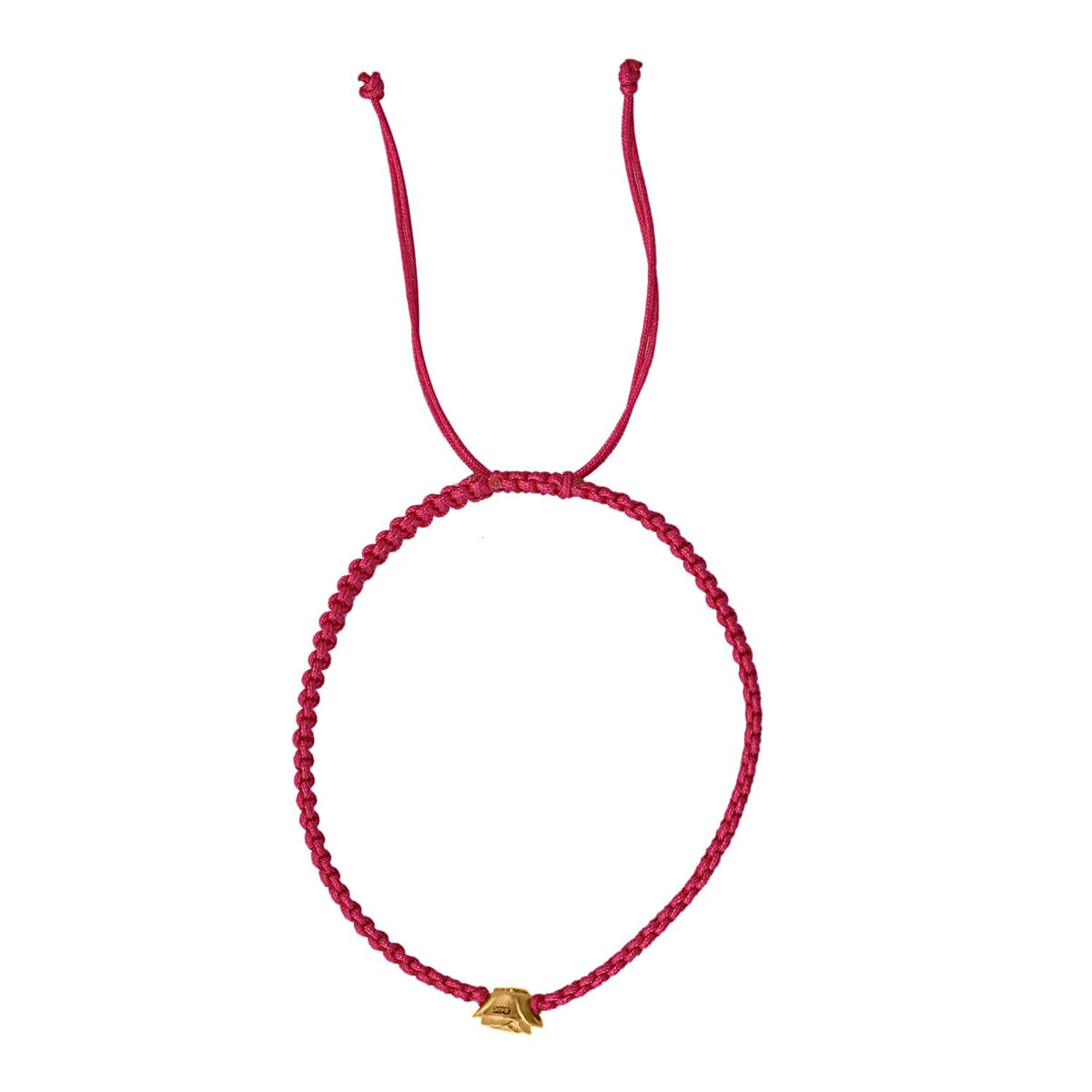 24K Yellow Gold Rose Floral Bracelet in Red Cord Adjustable (0.15 g) (Del. in 10-12 Days) image number 2