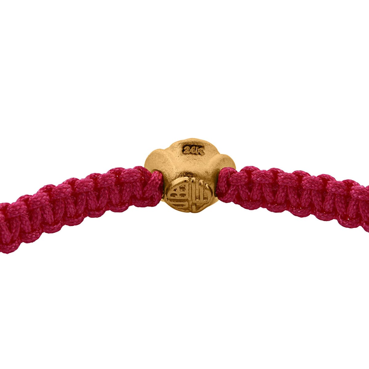 24K Yellow Gold Rose Floral Bracelet in Red Cord Adjustable (0.15 g) (Del. in 10-12 Days) image number 4
