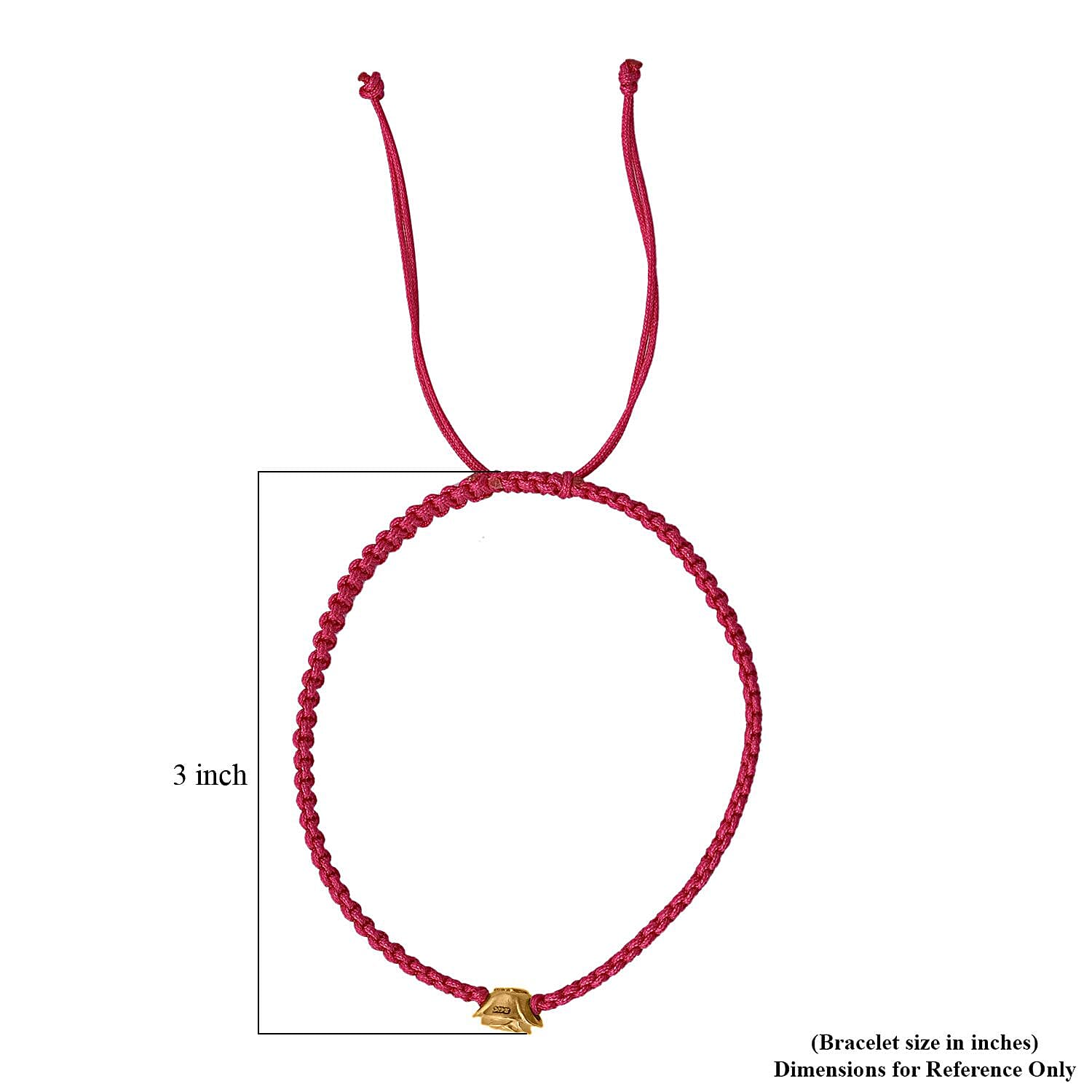 24K Yellow Gold Rose Floral Bracelet in Red Cord Adjustable (0.15 g)