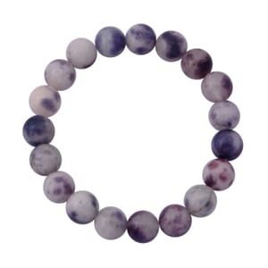 White Purple Quartz 100.00 ctw Beaded Stretch Bracelet