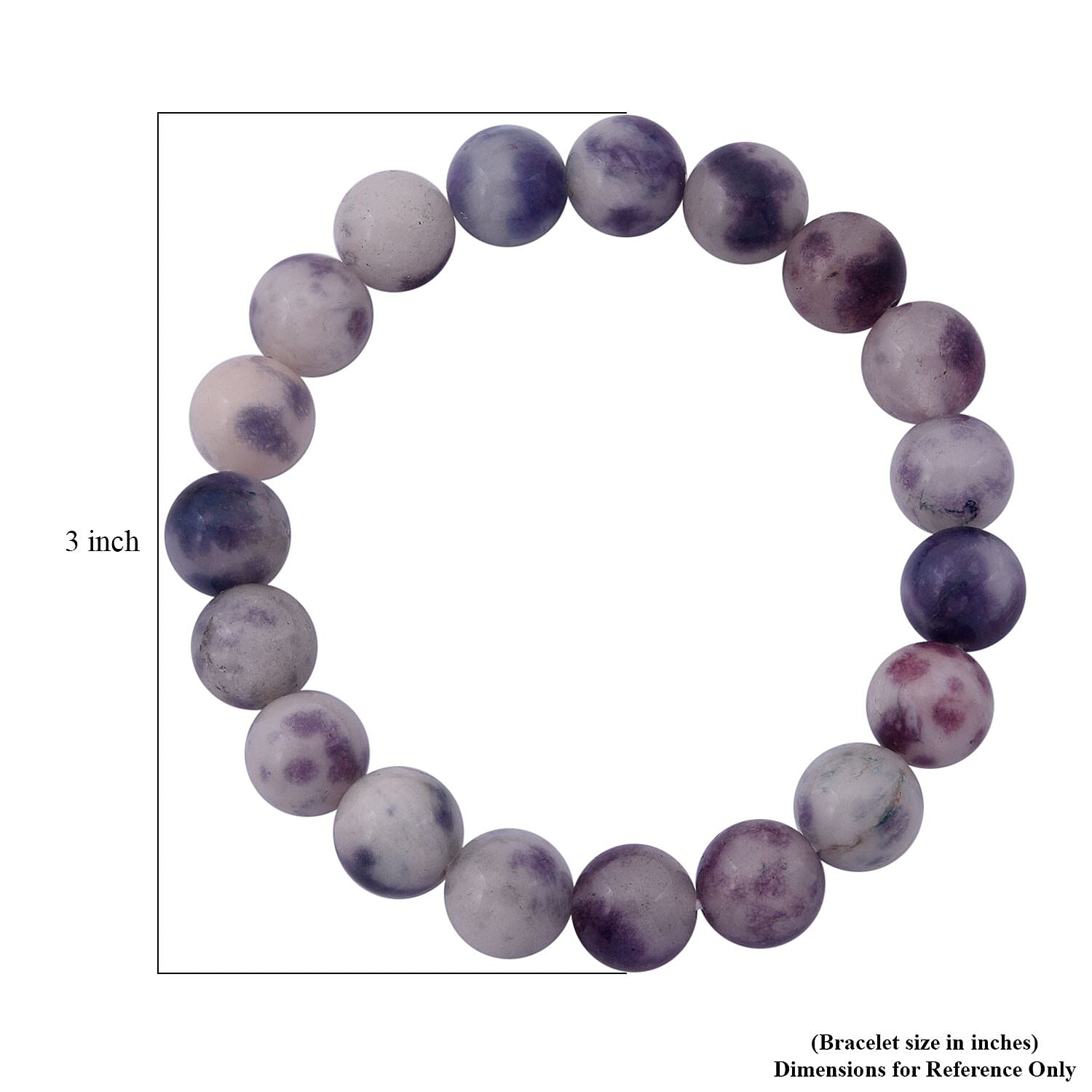 White Purple Quartz 100.00 ctw Beaded Stretch Bracelet