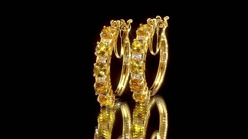 D'Joy Premium Brazilian Heliodor and White Topaz 5.40 ctw Hoop Earrings in 18K Vermeil Yellow Gold Over Sterling Silver