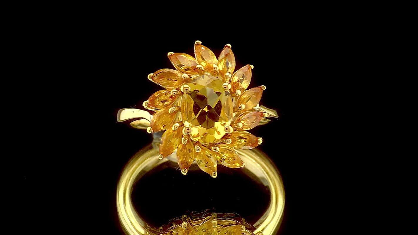 Premium Brazilian Heliodor, Yellow Sapphire 2.40 ctw Ring in 18K Vermeil Yellow Gold Over Sterling Silver (Size 10.0)