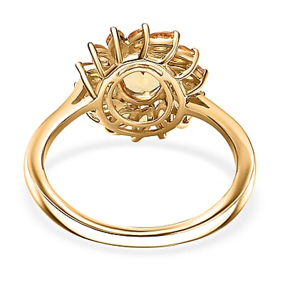 D'Joy Premium Brazilian Heliodor and Yellow Sapphire 2.40 ctw Sunflower Glow Ring in 18K Vermeil Yellow Gold Over Sterling Silver (Size 8.0)