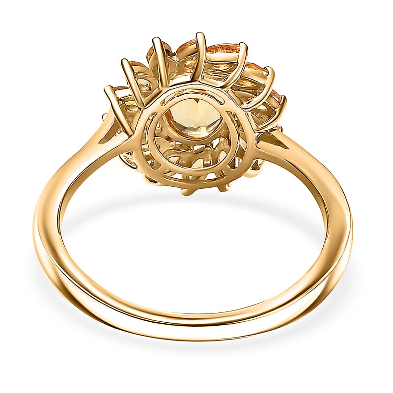D'Joy Premium Brazilian Heliodor and Yellow Sapphire 2.40 ctw Sunflower Glow Ring in 18K Vermeil Yellow Gold Over Sterling Silver (Size 8.0)