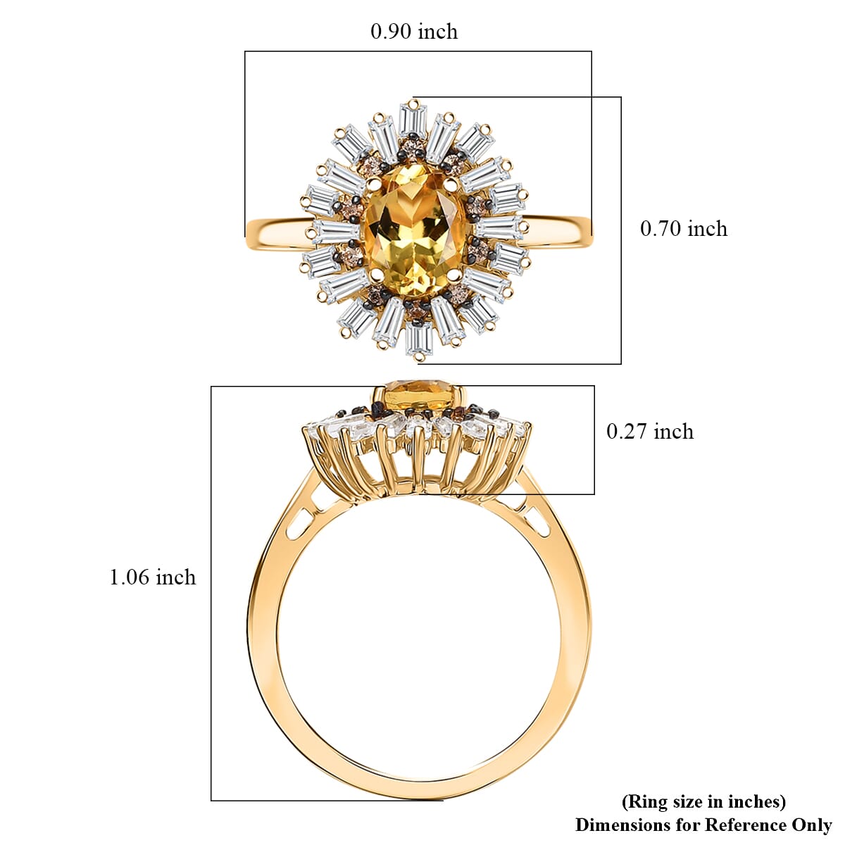 D'Joy AAA Brazilian Heliodor and Multi Gemstone 2.35 ctw Snowflake Ring in 18K Vermeil Yellow Gold Over Sterling Silver (Size 10.0) image number 5