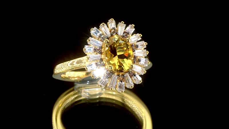 AAA Brazilian Heliodor and Multi Gemstone 2.35 ctw Ring in 18K Vermeil Yellow Gold Over Sterling Silver (Size 10.0)