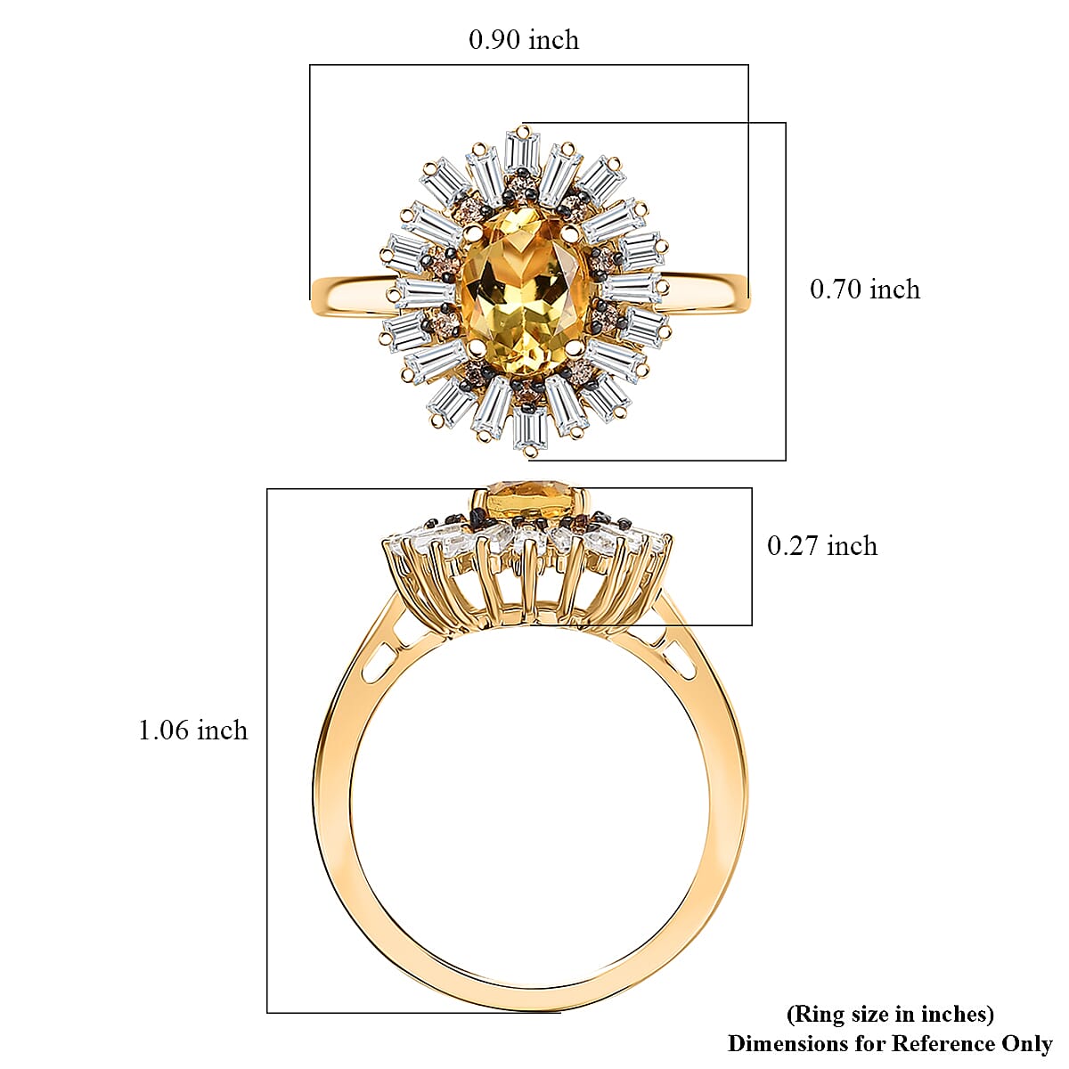 D'Joy AAA Brazilian Heliodor and Multi Gemstone 2.35 ctw Snowflake Ring in 18K Vermeil Yellow Gold Over Sterling Silver (Size 7.0)