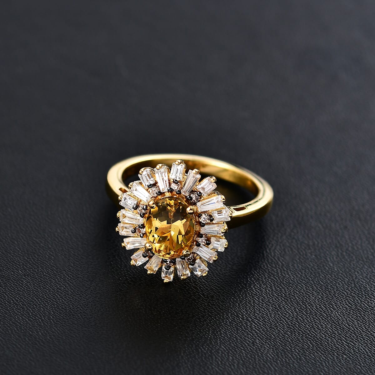 D'Joy AAA Brazilian Heliodor and Multi Gemstone 2.35 ctw Snowflake Ring in 18K Vermeil Yellow Gold Over Sterling Silver (Size 9.0) image number 1