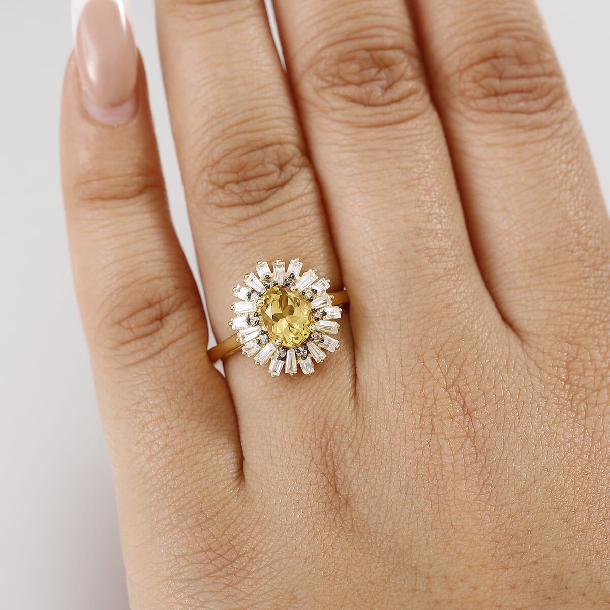 D'Joy AAA Brazilian Heliodor and Multi Gemstone 2.35 ctw Snowflake Ring in 18K Vermeil Yellow Gold Over Sterling Silver (Size 9.0) image number 2