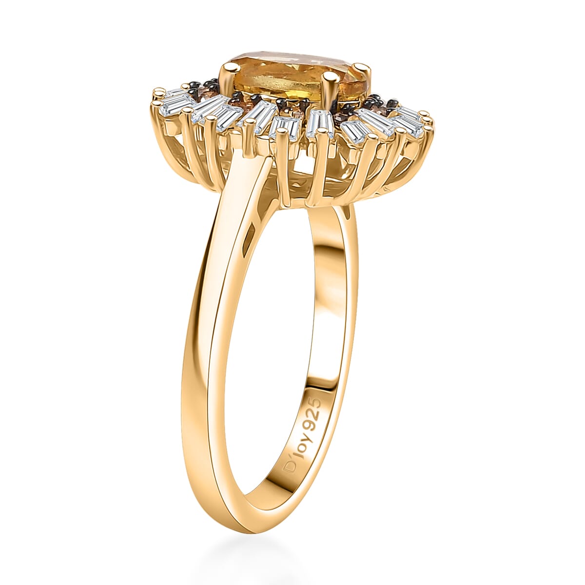 D'Joy AAA Brazilian Heliodor and Multi Gemstone 2.35 ctw Snowflake Ring in 18K Vermeil Yellow Gold Over Sterling Silver (Size 9.0) image number 3