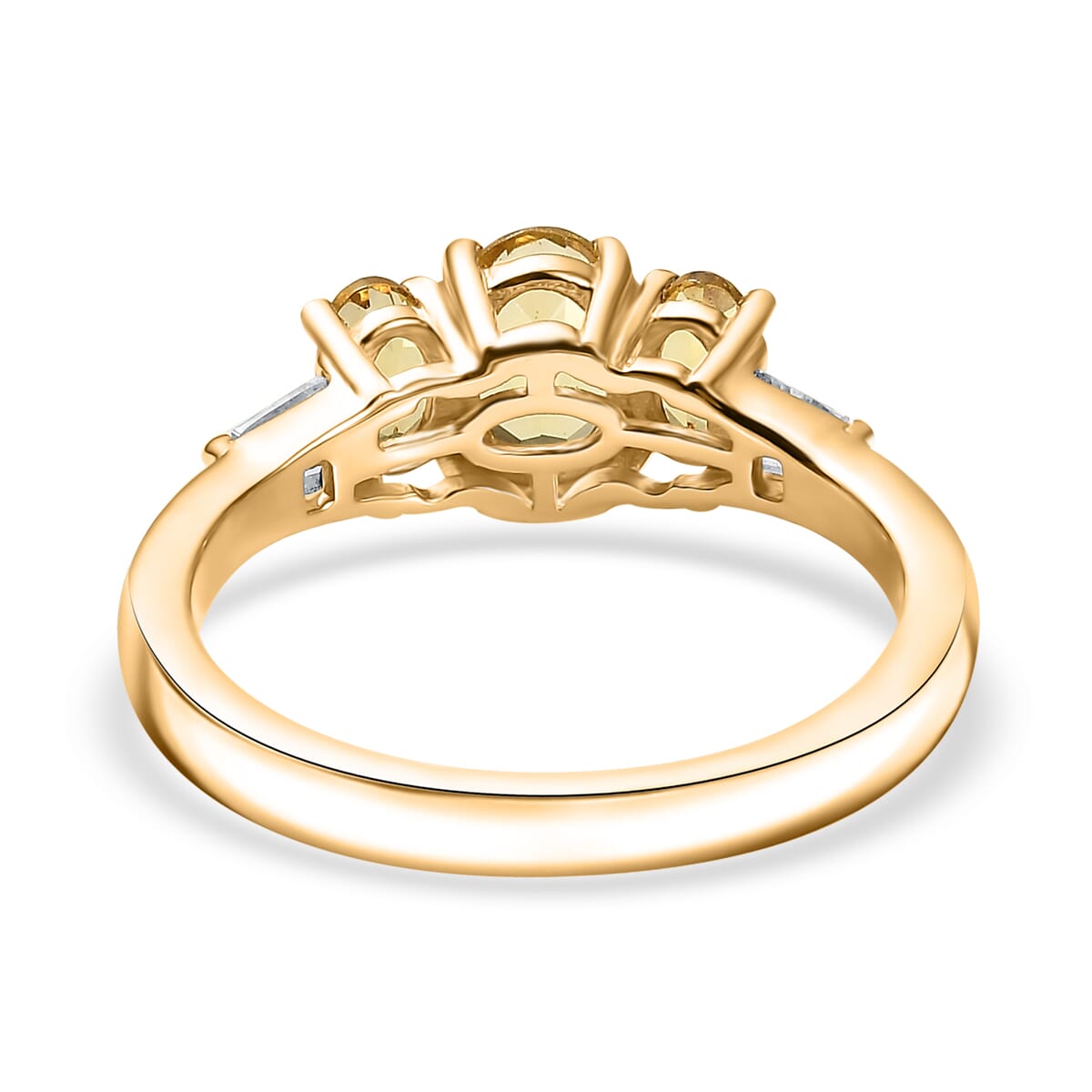 D'Joy Premium Brazilian Heliodor and White Zircon 1.40 ctw Trinity Ring in 18K Vermeil Yellow Gold Over Sterling Silver (Size 8.0) image number 4