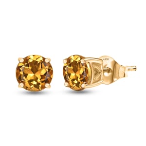 Luxoro Premium Brazilian Heliodor 1.50 ctw Solitaire Stud Earrings in 10K Yellow Gold