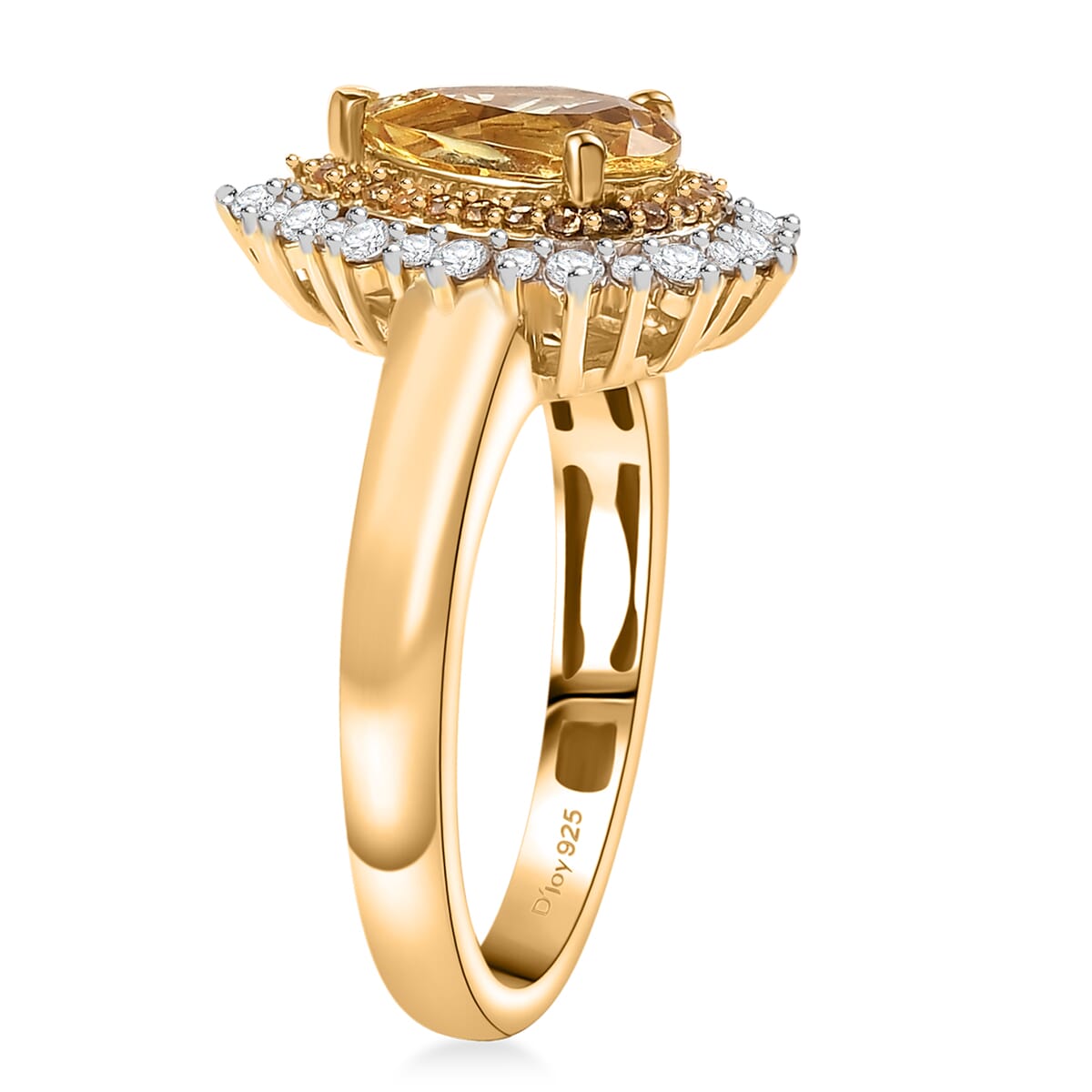 D'Joy Premium Brazilian Heliodor and Multi Gemstone 1.65 ctw Sunlit Raindrop Ring in 18K Yellow Gold Vermeil Sterling Silver (Size 9.0)  image number 3