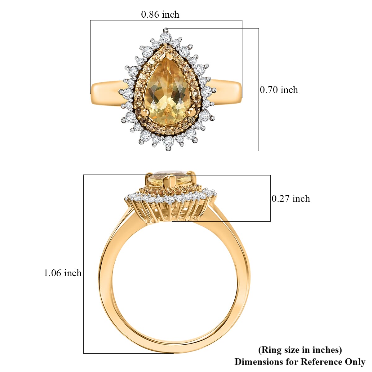 D'Joy Premium Brazilian Heliodor and Multi Gemstone 1.65 ctw Sunlit Raindrop Ring in 18K Yellow Gold Vermeil Sterling Silver (Size 9.0)  image number 5