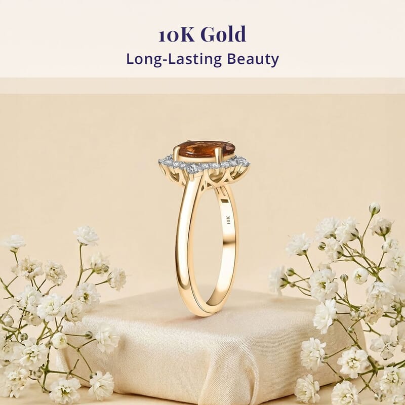 Certified and Appraised Luxoro AAA Golden Turkizite, Diamond Ring in 10K Yellow Gold 2.60 ctw (Size 5.0)