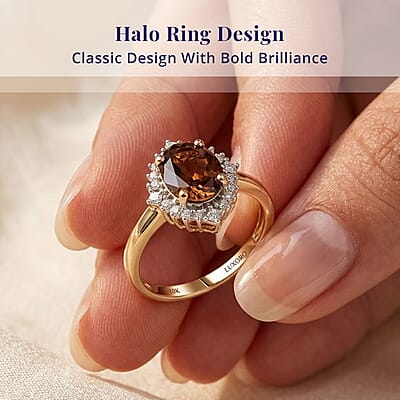 Certified and Appraised Luxoro AAA Golden Turkizite, Diamond Ring in 10K Yellow Gold 2.60 ctw (Size 5.0)