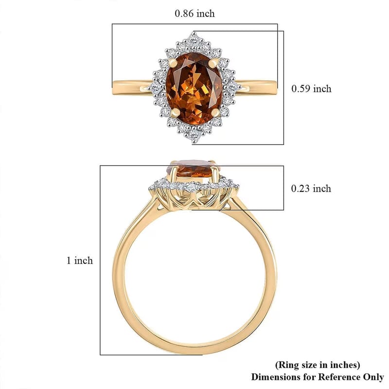 Certified and Appraised Luxoro AAA Golden Turkizite, Diamond Ring in 10K Yellow Gold 2.60 ctw (Size 6.0)