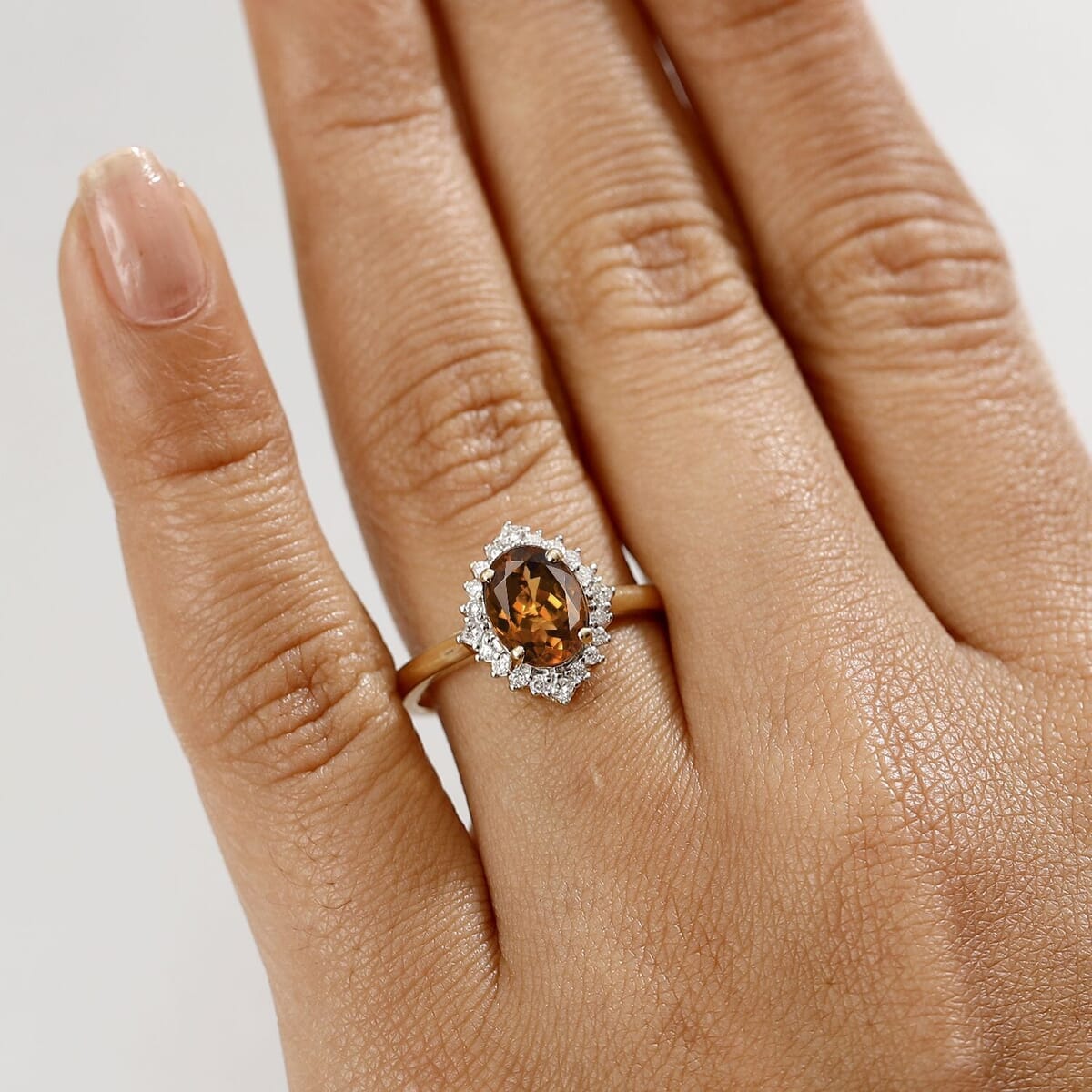 Certified & Appraised Luxoro AAA Golden Turkizite and I2 Diamond 2.60 ctw Ring in 10K Yellow Gold (Size 6.5) image number 2