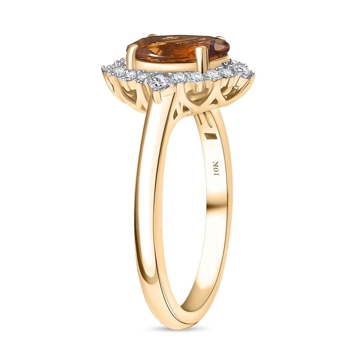 Certified & Appraised Luxoro AAA Golden Turkizite and I2 Diamond 2.60 ctw Ring in 10K Yellow Gold (Size 6.5) image number 3