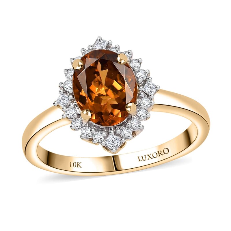Certified & Appraised Luxoro AAA Golden Turkizite and I2 Diamond 2.60 ctw Ring in 10K Yellow Gold (Size 7.0)