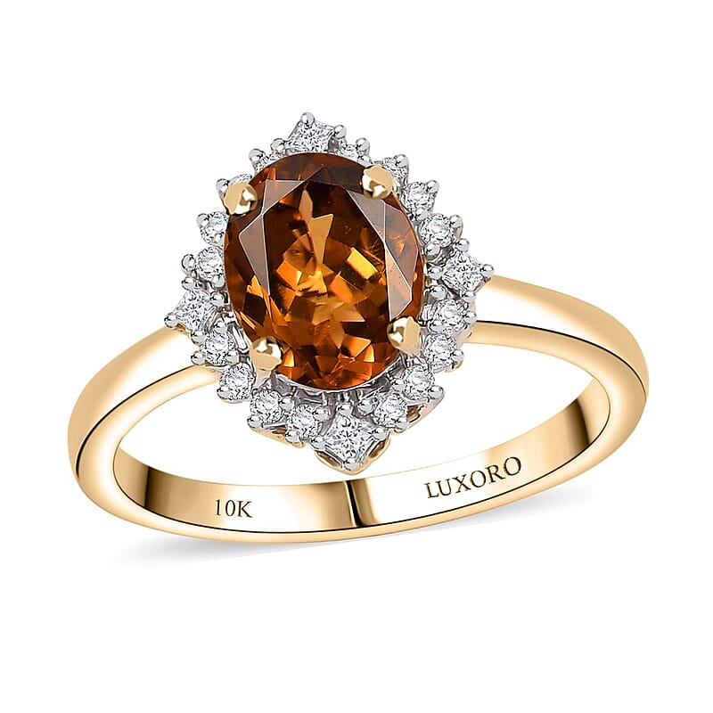 Certified and Appraised Luxoro AAA Golden Turkizite, Diamond Ring in 10K Yellow Gold 2.60 ctw (Size 8.0)