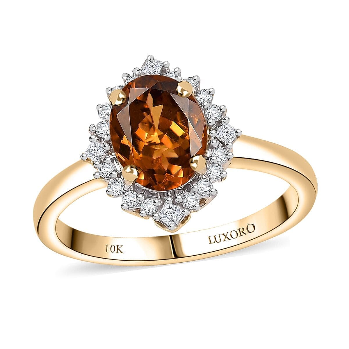 Certified & Appraised Luxoro AAA Golden Turkizite and I2 Diamond 2.60 ctw Ring in 10K Yellow Gold (Size 8.5) image number 0