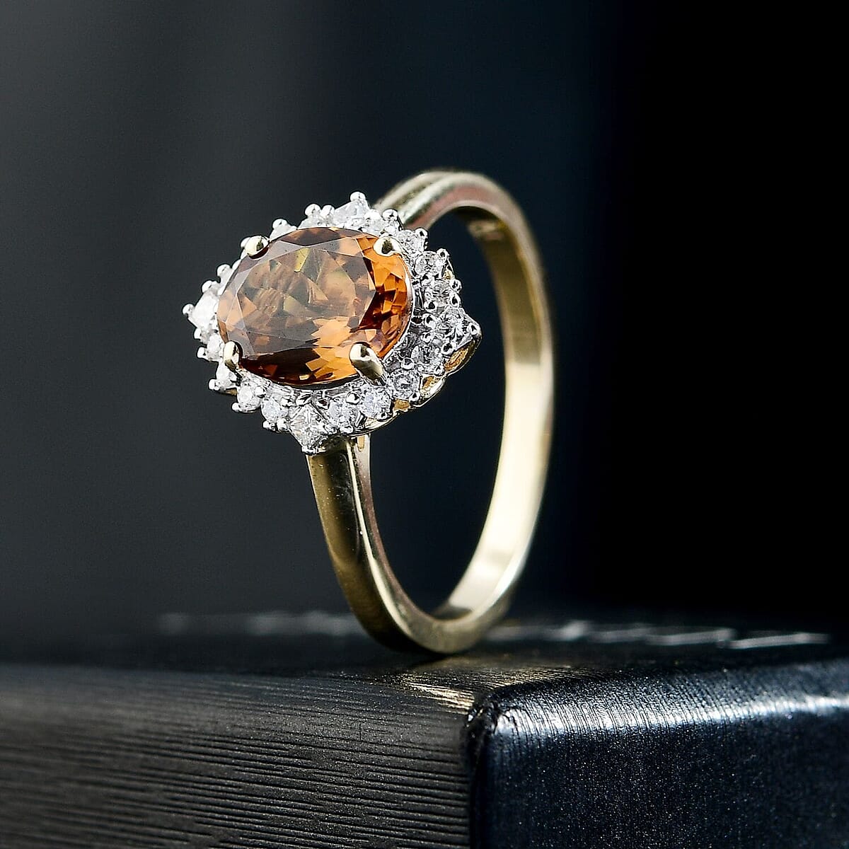Certified & Appraised Luxoro AAA Golden Turkizite and I2 Diamond 2.60 ctw Ring in 10K Yellow Gold (Size 8.5) image number 1