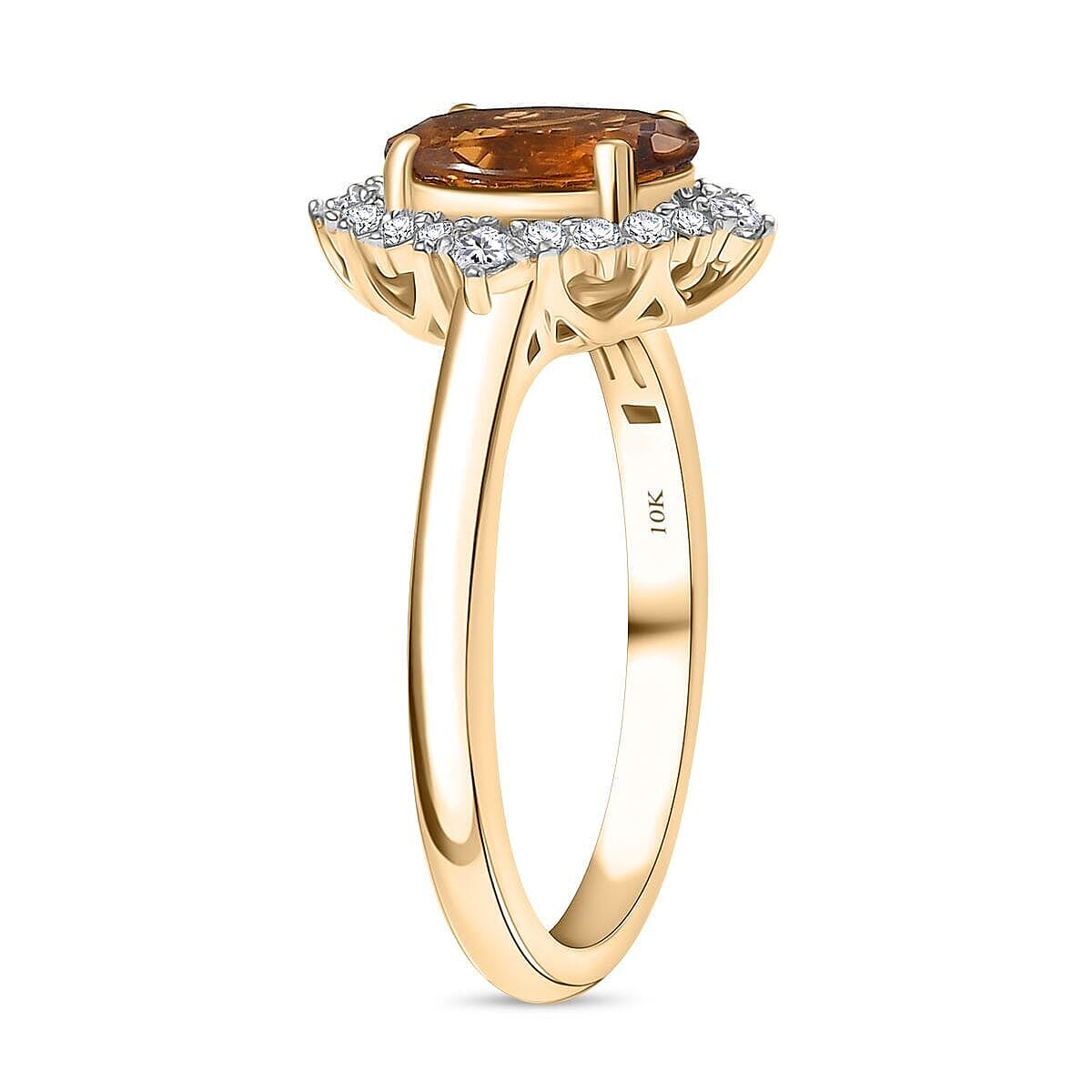 Certified & Appraised Luxoro AAA Golden Turkizite and I2 Diamond 2.60 ctw Ring in 10K Yellow Gold (Size 8.5) image number 3