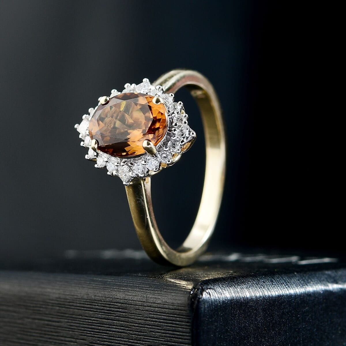 Certified & Appraised Luxoro AAA Golden Turkizite and I2 Diamond 2.60 ctw Ring in 10K Yellow Gold (Size 9.5) image number 1