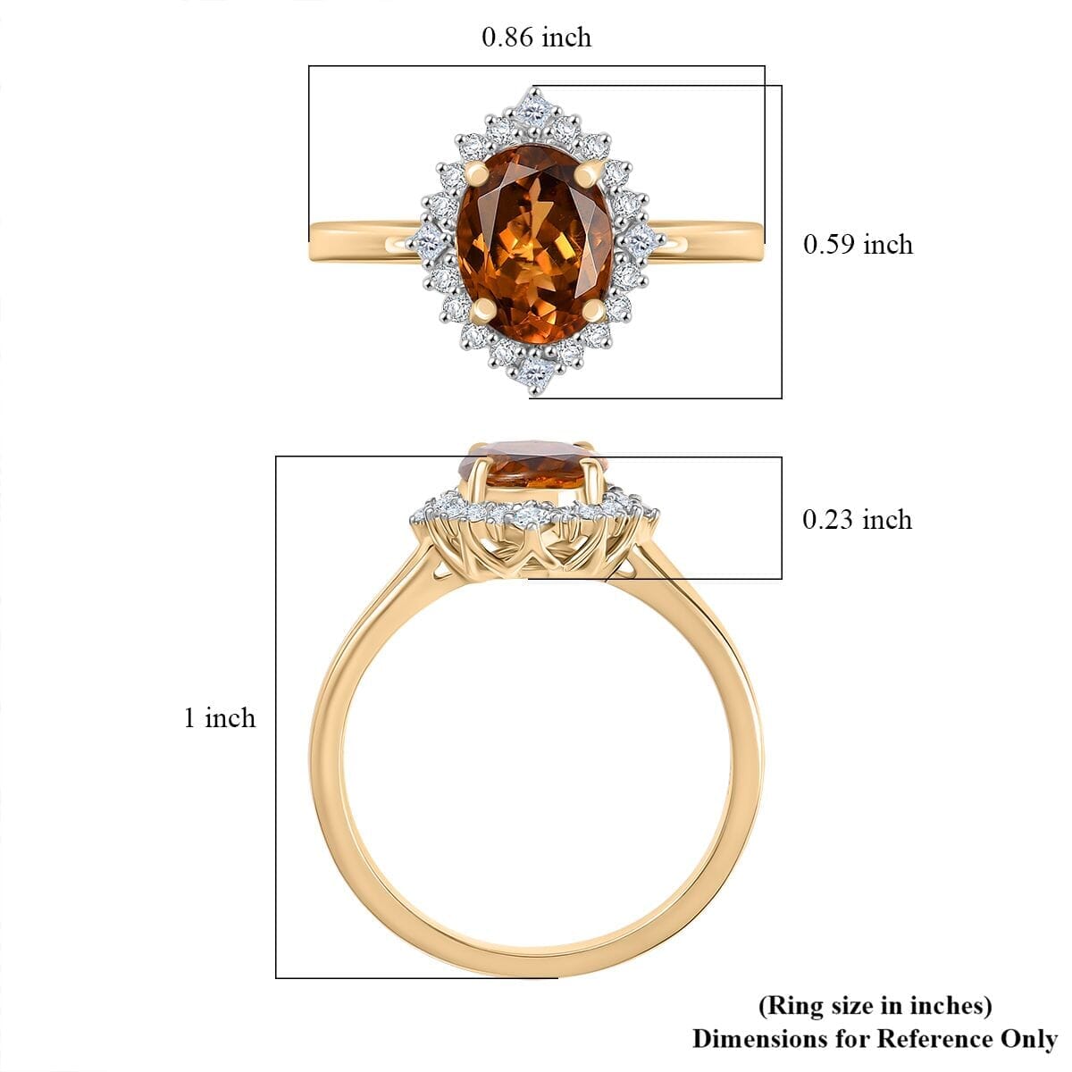 Certified & Appraised Luxoro AAA Golden Turkizite and I2 Diamond 2.60 ctw Ring in 10K Yellow Gold (Size 9.5) image number 5