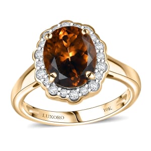 Certified & Appraised Luxoro AAA Golden Turkizite and I2 Diamond 3.37 ctw Ring in 10K Yellow Gold (Size 10.0)