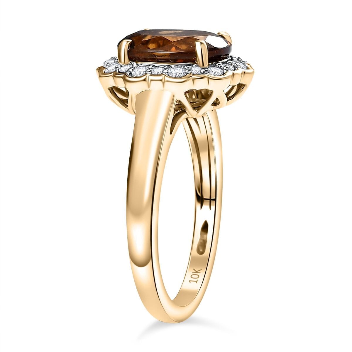 Certified & Appraised Luxoro AAA Golden Turkizite and I2 Diamond 3.37 ctw Ring in 10K Yellow Gold (Size 5.0) image number 3