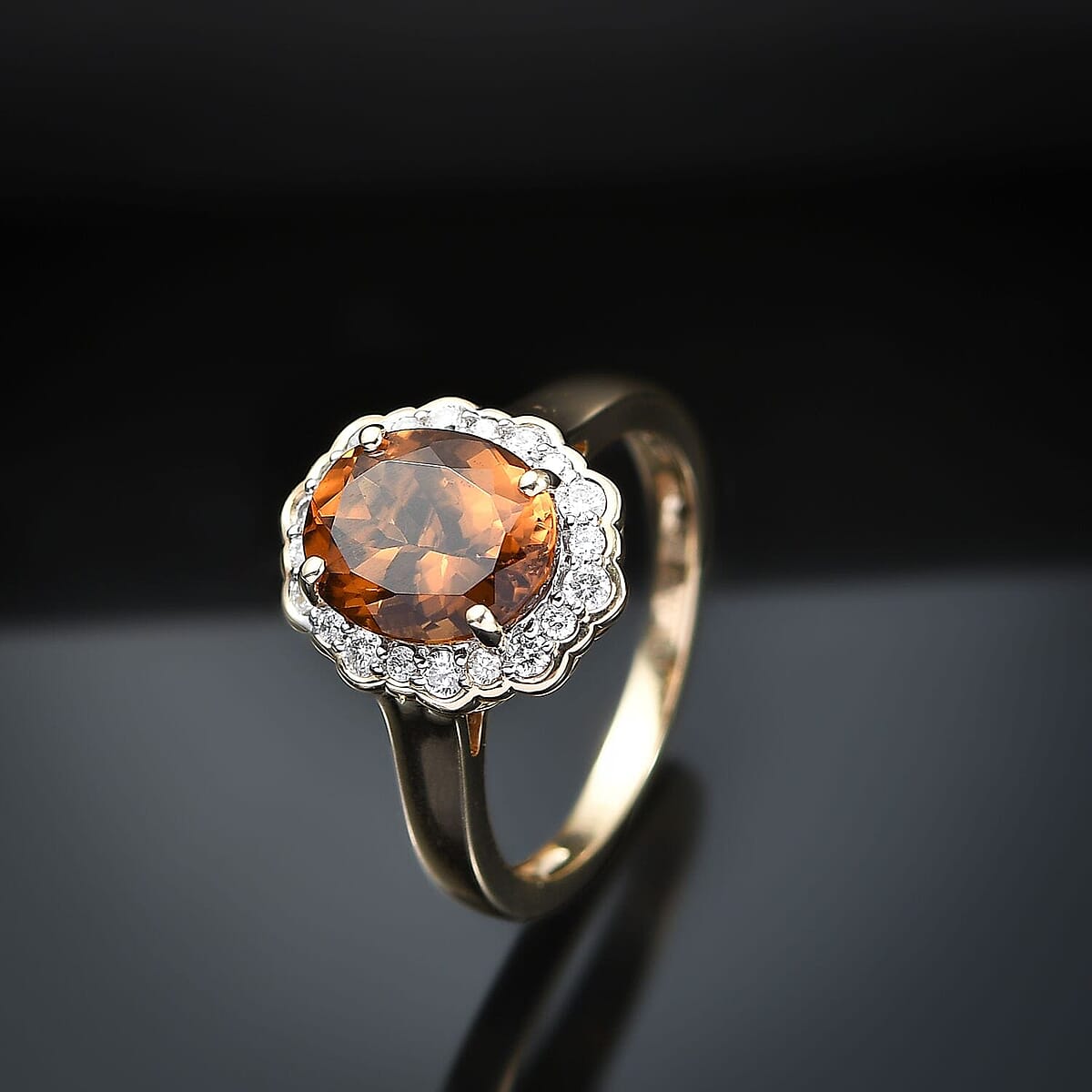 Certified & Appraised Luxoro AAA Golden Turkizite and I2 Diamond 3.37 ctw Ring in 10K Yellow Gold (Size 5.5) image number 1