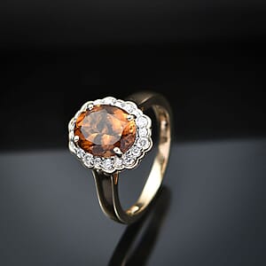 Certified & Appraised Luxoro AAA Golden Turkizite and I2 Diamond 3.37 ctw Ring in 10K Yellow Gold (Size 9.5)