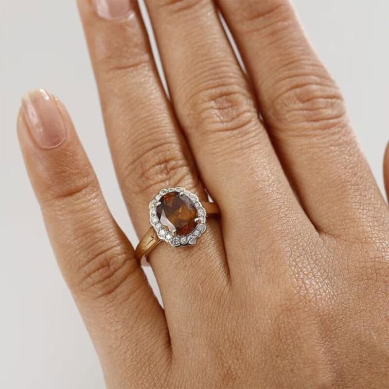 Certified & Appraised Luxoro AAA Golden Turkizite and I2 Diamond 3.37 ctw Ring in 10K Yellow Gold (Size 9.5)