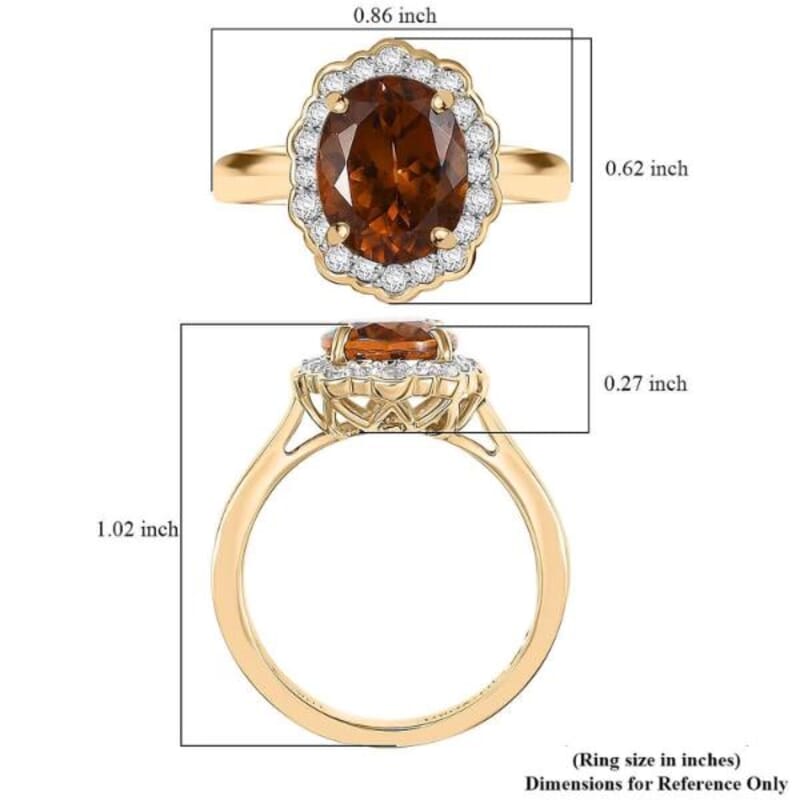Certified & Appraised Luxoro AAA Golden Turkizite and I2 Diamond 3.37 ctw Ring in 10K Yellow Gold (Size 9.5)