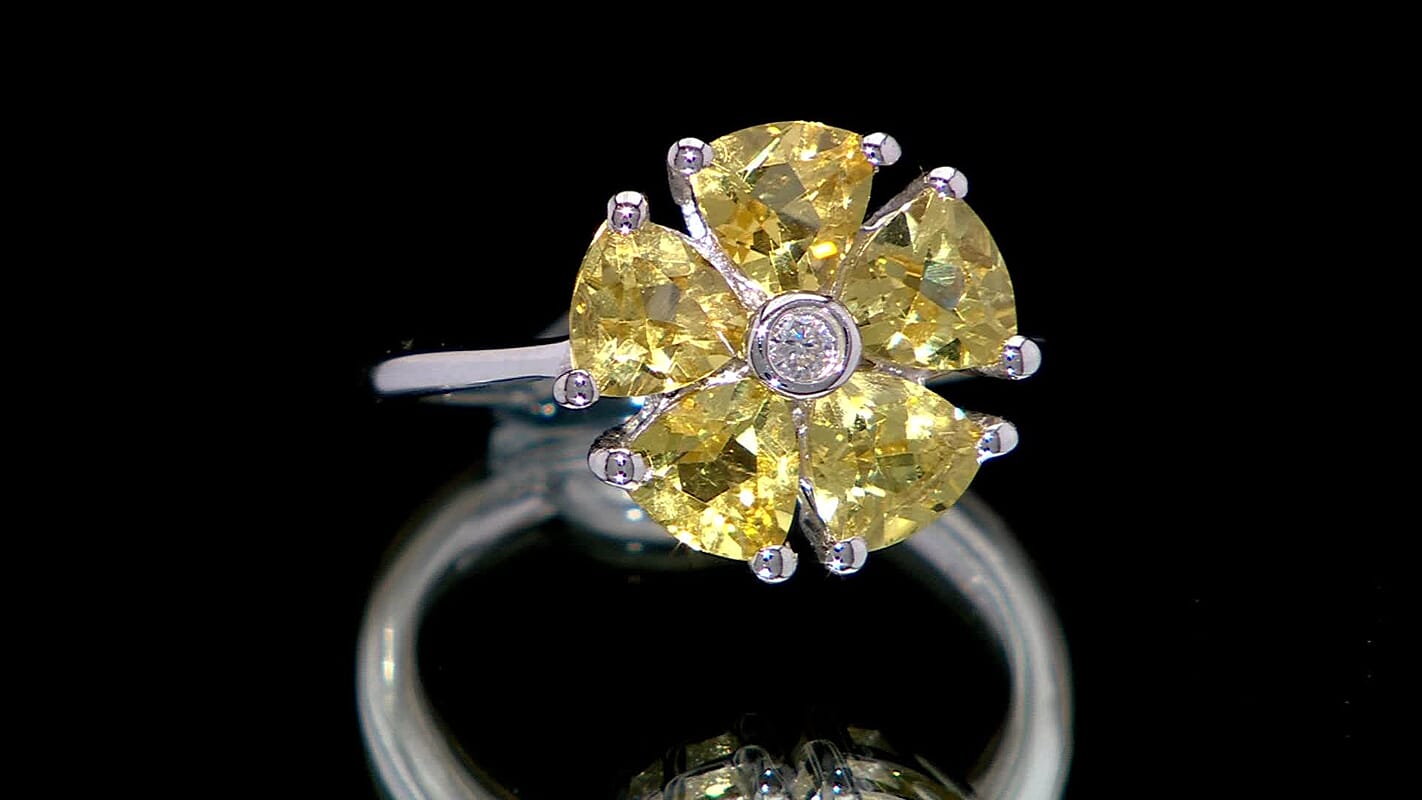 Premium Brazilian Heliodora and Moissanite 2.00 ctw Ring in Rhodium Over Sterling Silver (Size 10.0)